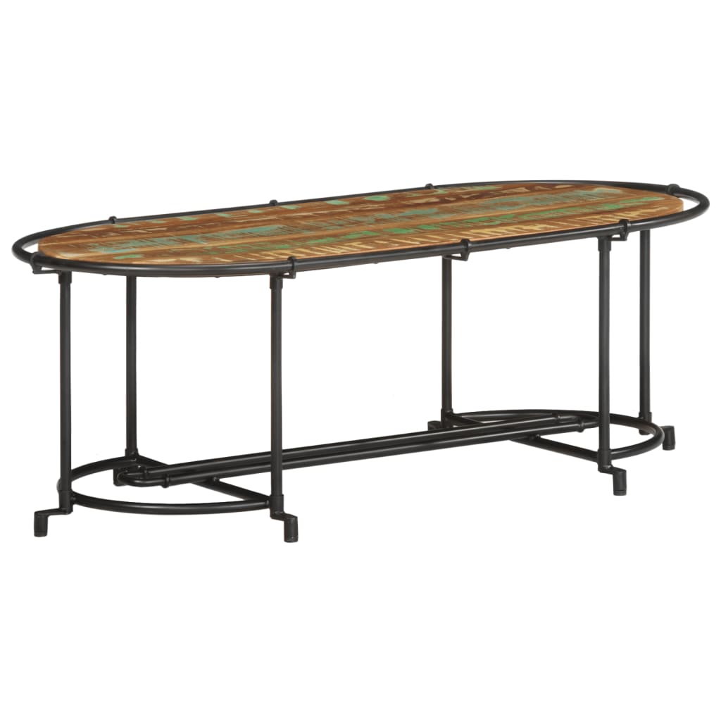 Mesa De Centro Madera Maciza Reciclada 110x55x40 Cm_0