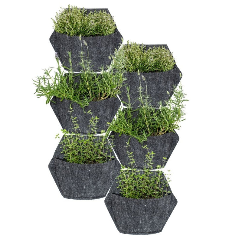 Jardín Vertical Modular Citysens Con Riego Manual De 6 Maceteros – Blanco Con Funda Téxtil Reciclada_2