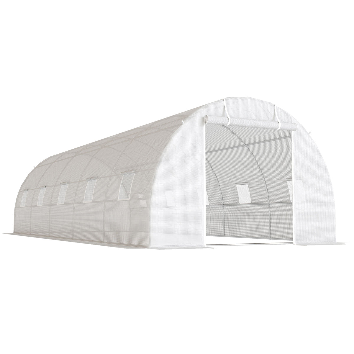 Invernadero De Túnel Jardín Con 12 Ventanas Outsunny 8x3x2m Blanco_0