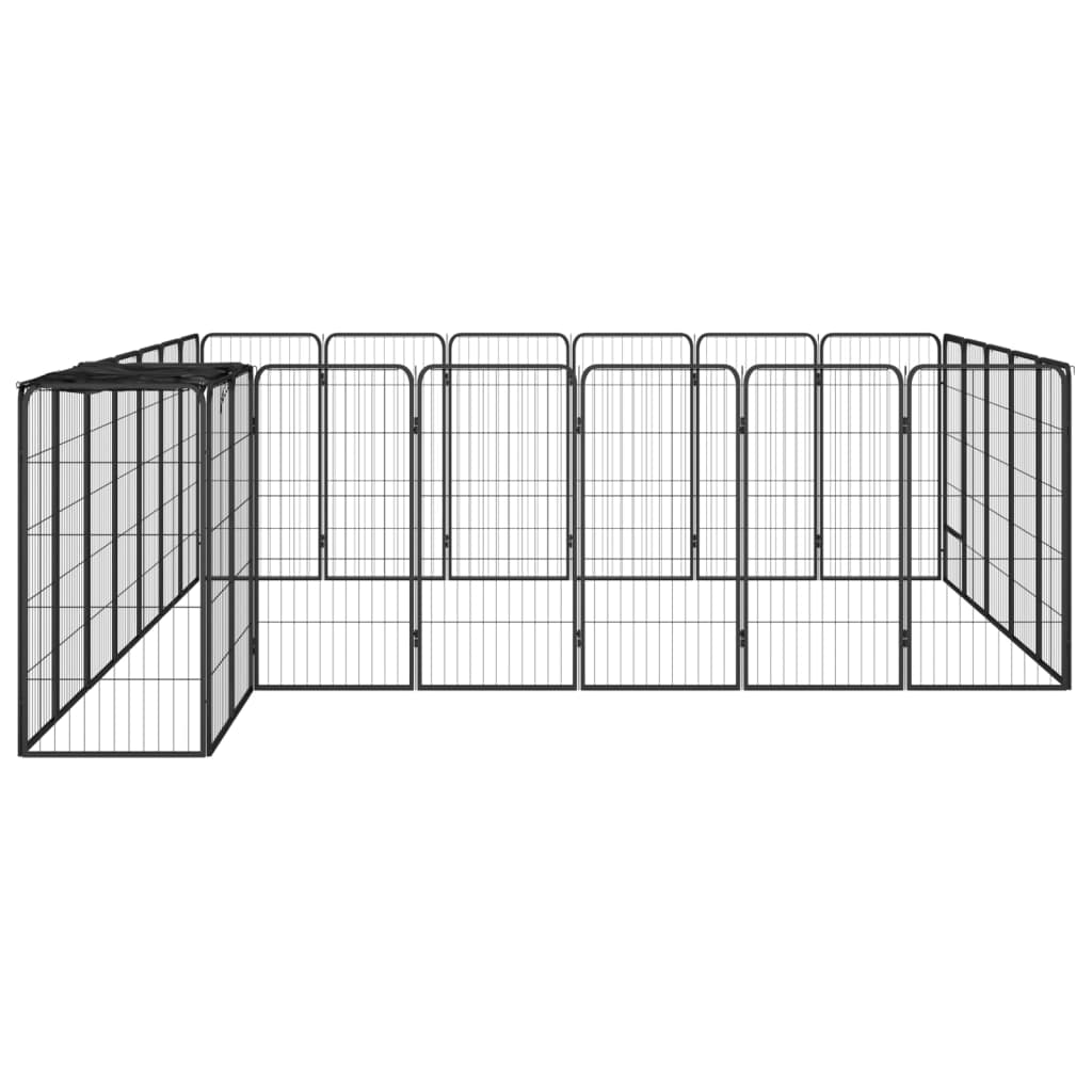 Jaula Perros 26 Paneles Acero Recubierto Polvo Negro 50x100 Cm_2
