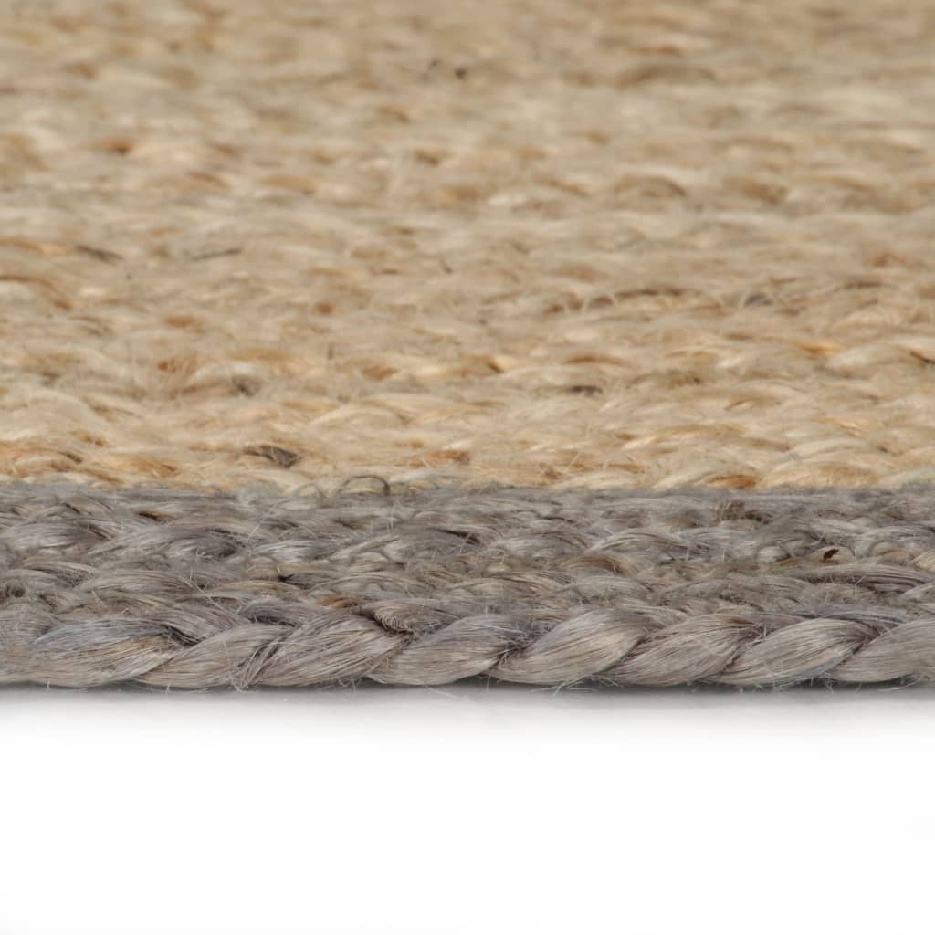 Alfombra Hecha A Mano De Yute Con Borde Gris 120 Cm / Vetonek_1