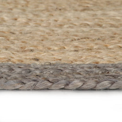 Alfombra Hecha A Mano De Yute Con Borde Gris 120 Cm / Vetonek_1