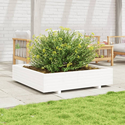 Jardinera De Madera Maciza De Pino Blanca 110x110x26,5 Cm_1