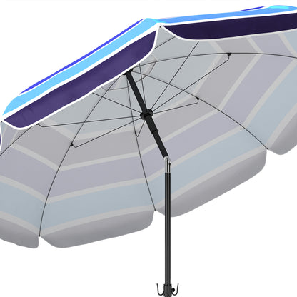 Outsunny Sombrilla De Playa Con Mesa Plegable Y Portavasos Ø198 Cm Inclinación_3