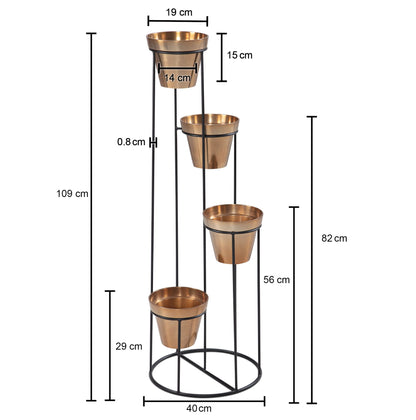Soporte Para Flores Metal Dorado / Negro 40x109x40 Cm_3