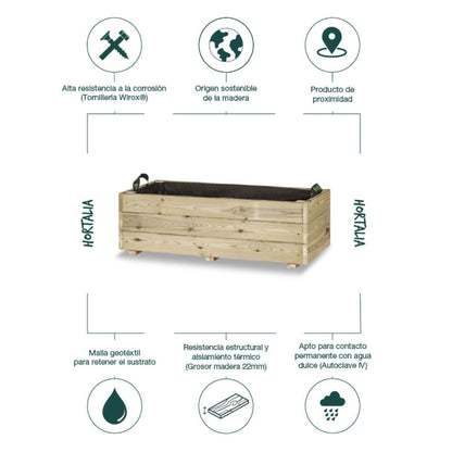 Jardinera rectangular Ghio 90x40x30 Hortalia
