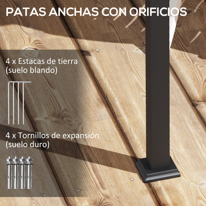 Pérgola Outsunny Poliéster, Acero Crema 297x297x230 Cm_5