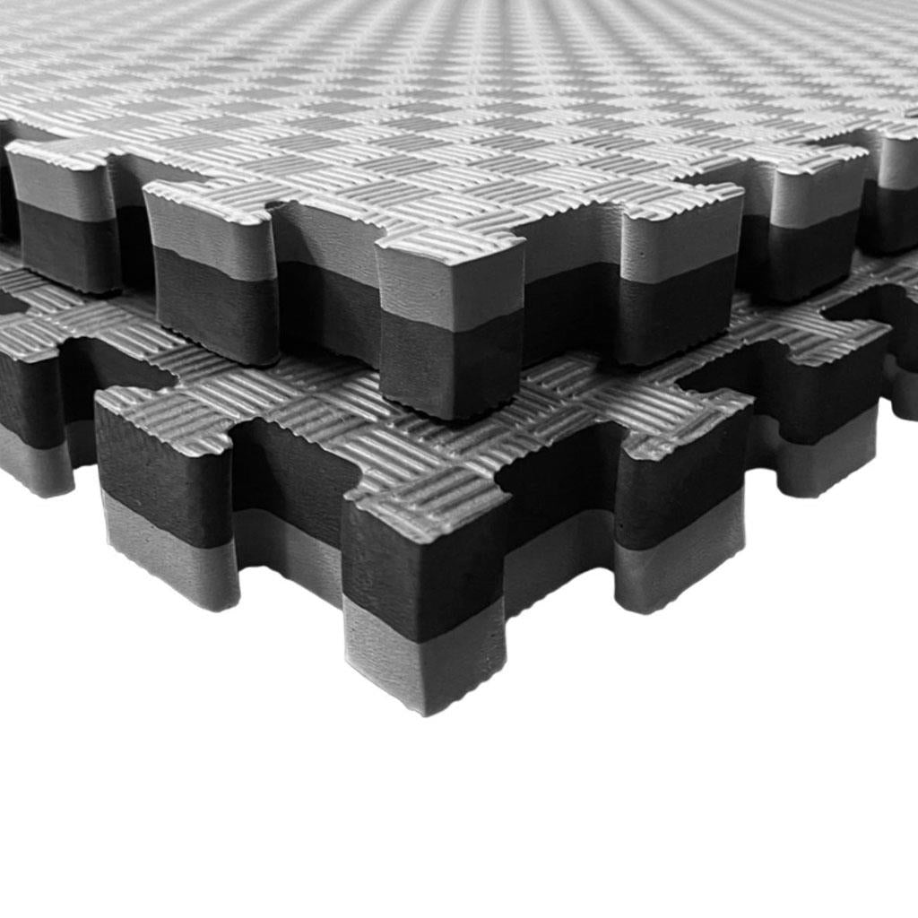 Tatami Puzzle 4cm 100x100cm – Superficie 5 Líneas Gris/negro_1