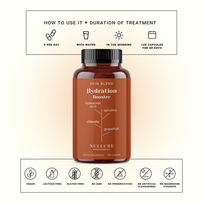 Ácido Hialurónico Complex  Nullure – Hidratación Profunda, Antiarrugas Con Espirulina Y Chlorella (120 Cápsulas)_2