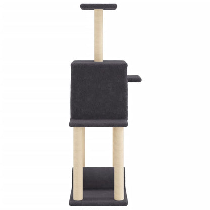Vidaxl Rascador Para Gatos Con Postes De Sisal Gris Oscuro 122 Cm_4