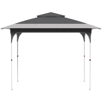 Outsunny Carpa Plegable 3,5x3,5 M Con Doble Techo Altura Ajustable Upf50+ Gris_3