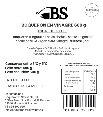 Pack Ahorro 2 X Boquerón En Vinagre Mar Cantábrico 600 G_1