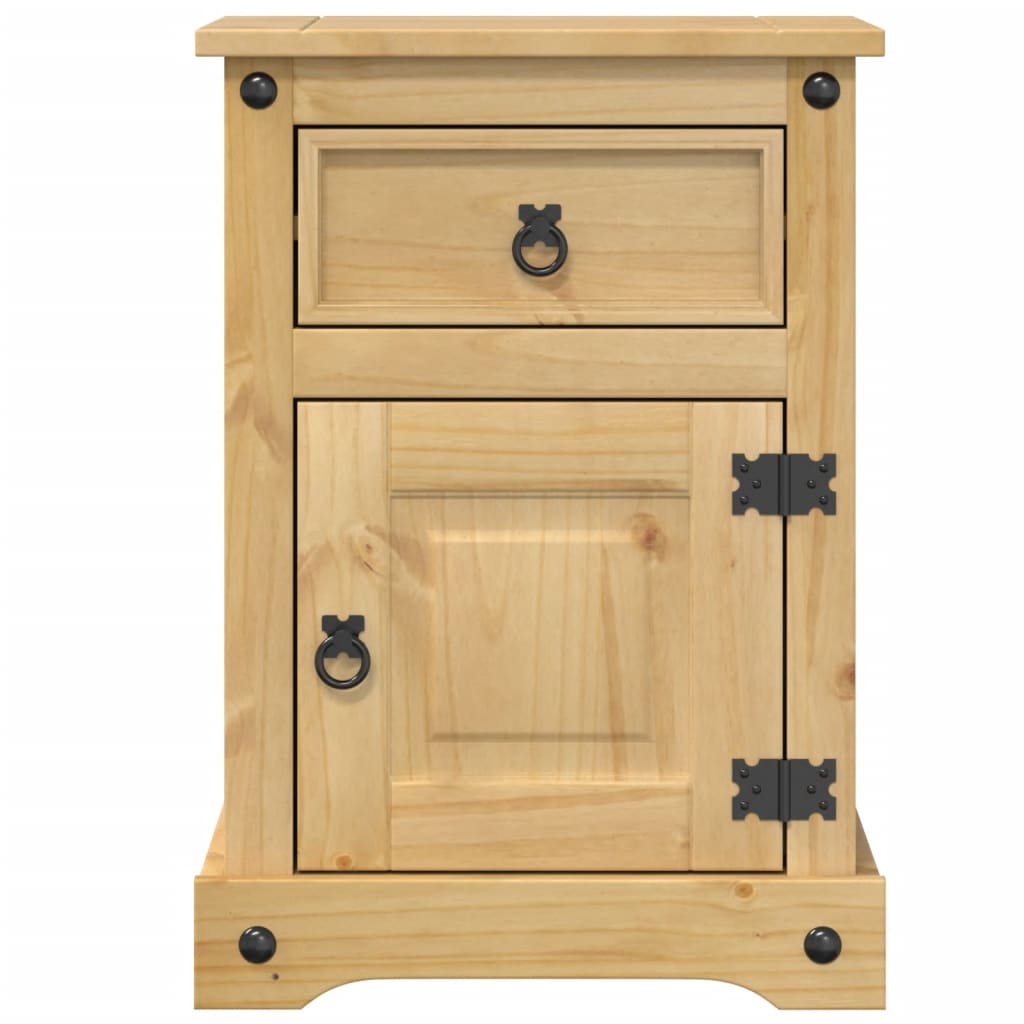 Mesita De Noche Corona Madera Maciza De Pino 45x35x64 Cm_2