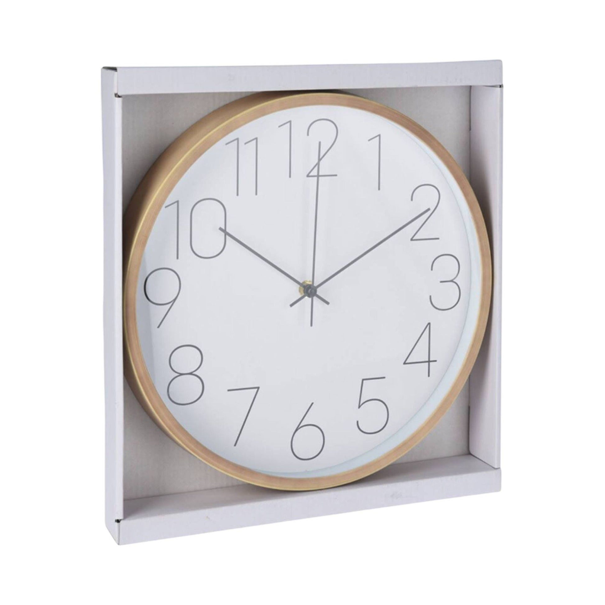 Well Home Reloj De Pared Moderno Con Borde De Aspecto Madera - Esfera Blanca Y Agujas Finas Ø30,5cm_2