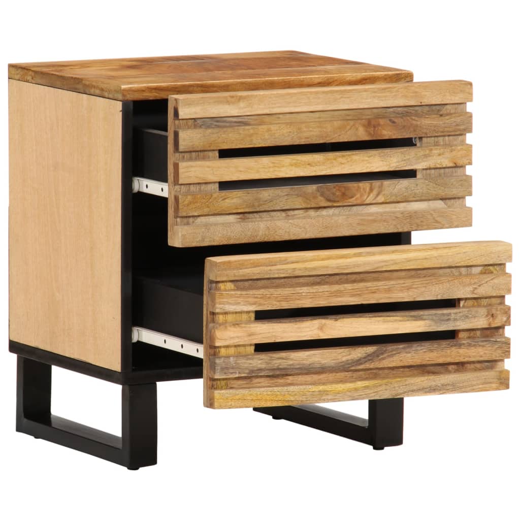 Mesita De Noche De Madera Maciza De Mango Rugosa 40x34x46 Cm_1