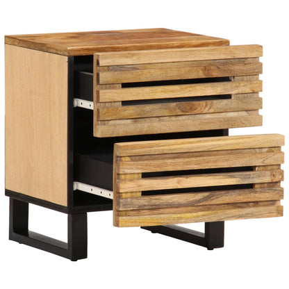 Mesita De Noche De Madera Maciza De Mango Rugosa 40x34x46 Cm_1