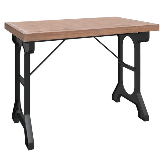 Mesa De Comedor Madera Maciza De Abeto Y Hierro 110x65x82 Cm_0