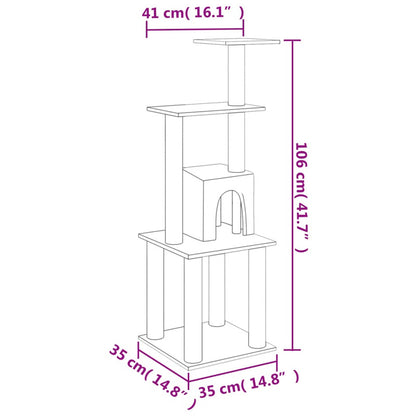 Vidaxl Rascador Para Gatos Con Postes De Sisal Gris Oscuro 105 Cm_5