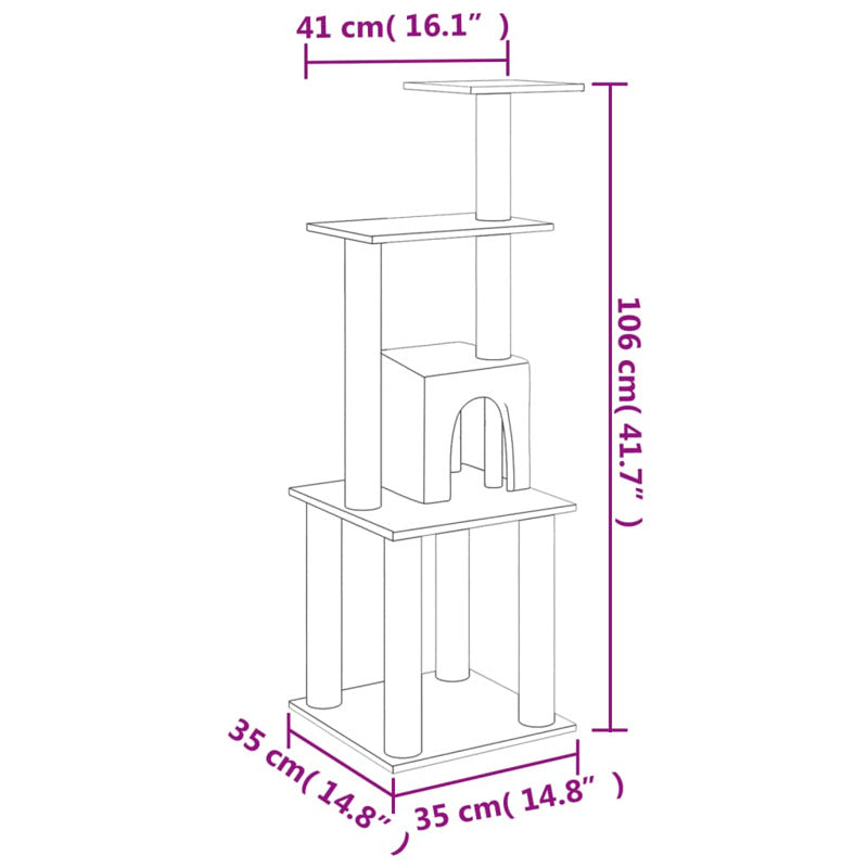 Vidaxl Rascador Para Gatos Con Postes De Sisal Crema 105 Cm_5
