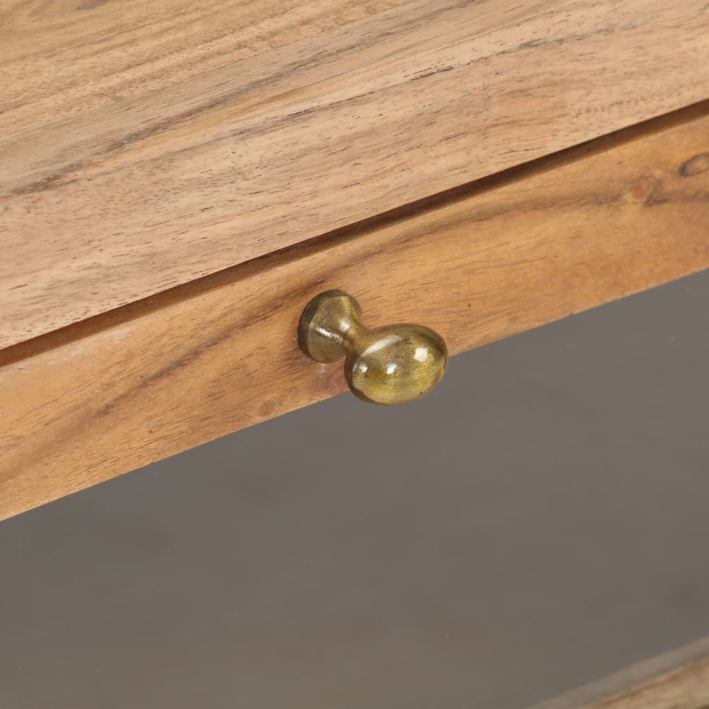 Mesa De Centro De Madera Maciza De Acacia 90x60x40 Cm_4
