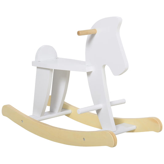 Homcom Caballito Balancín Para Bebés Diseño Clásico Base De Madera Blanco_0