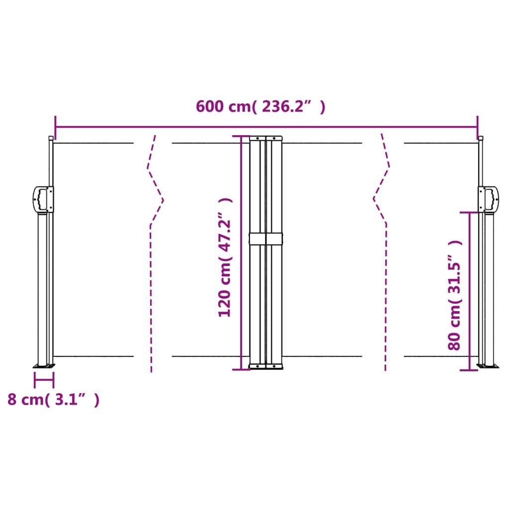 Vidaxl Toldo Lateral Retráctil Verde Oscuro 120x600 Cm_2