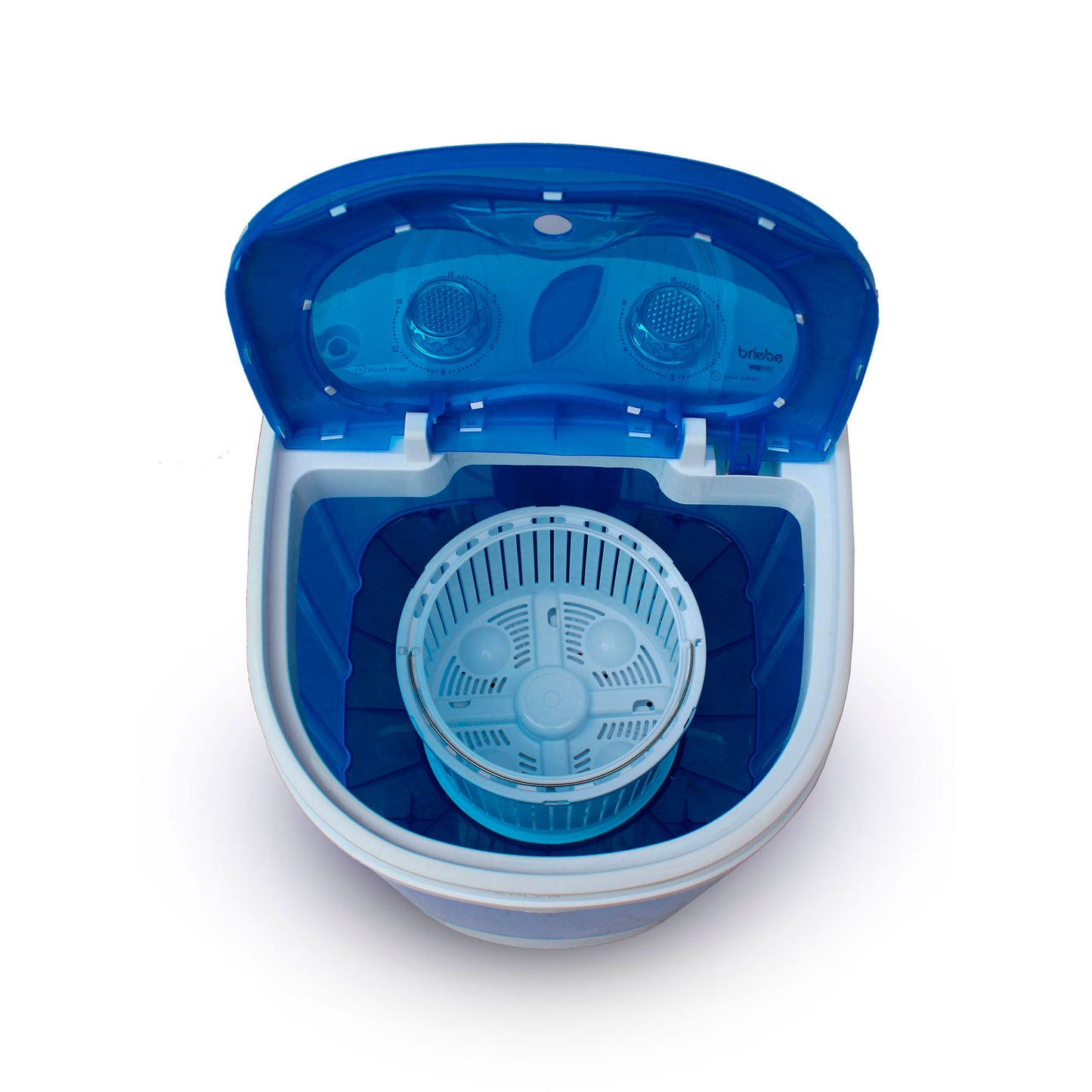 Mini Lavadora Portátil Con Centrifugado, Camping, Capacidad Ropa 3kg, Ideal Viajes, Camper Briebe Wm1111, Blanco/azul