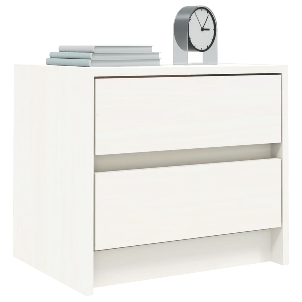 Mesita De Noche Madera Maciza De Pino Blanco 40x31x35,5 Cm_1
