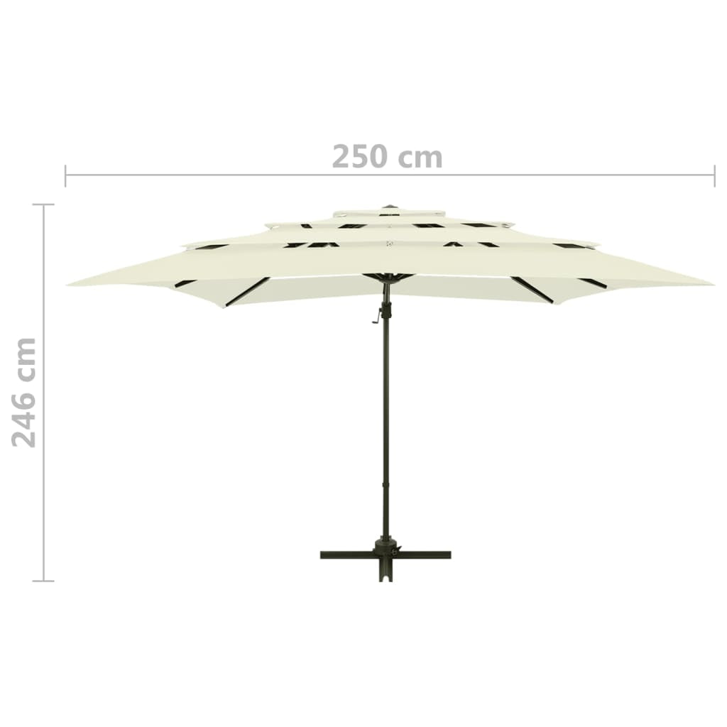 Vidaxl Sombrilla Jardín 4 Niveles Palo De Aluminio Arena 250x250 Cm_2