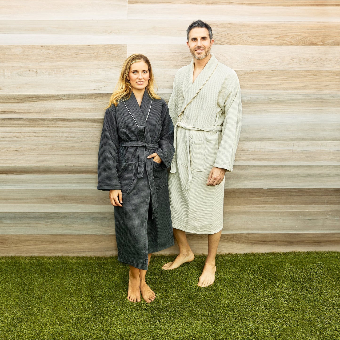 Albornoz S/m 360 Gr/m2 Nido De Abeja 100% Algodón Gris_4