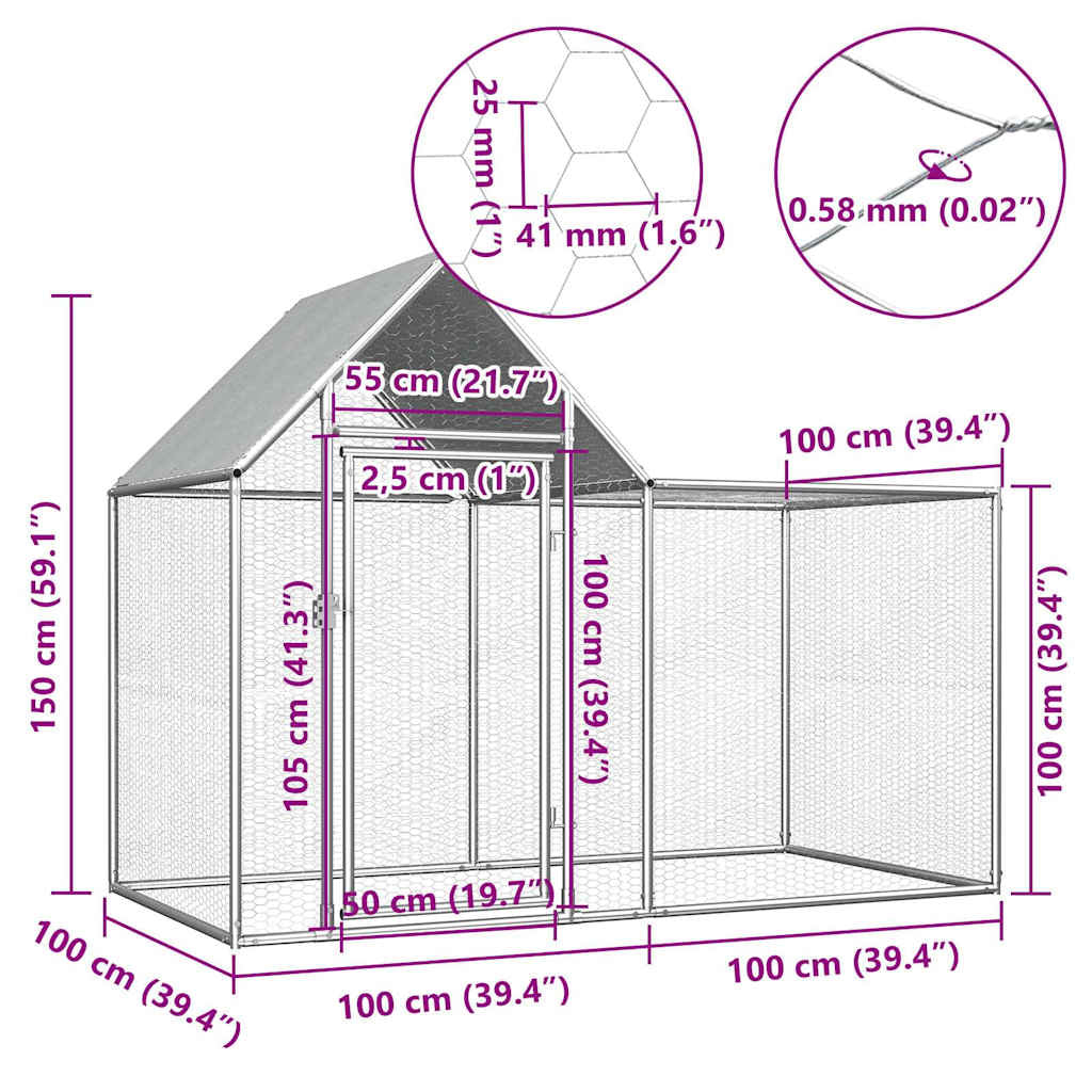 Vidaxl Gallinero Acero Galvanizado 2x1x1,5 M_2