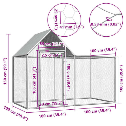 Vidaxl Gallinero Acero Galvanizado 2x1x1,5 M_2