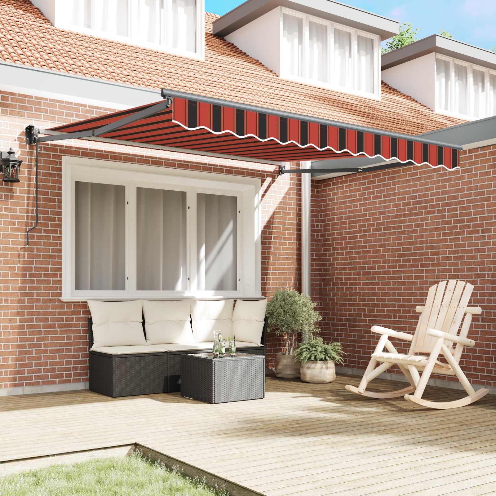 Toldo Retráctil Rojo Y Negro 350 X 250 X 165 Cm_2