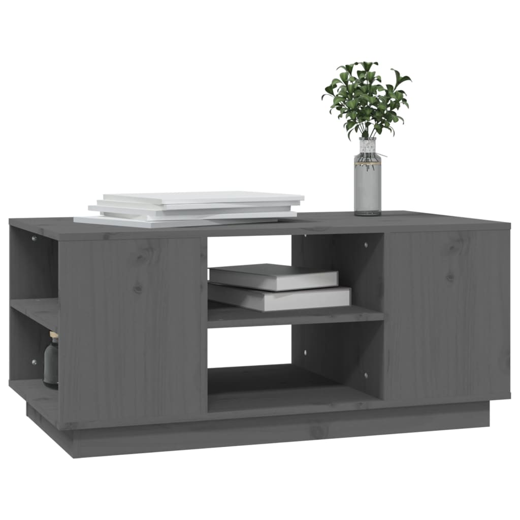 Mesa De Centro De Madera Maciza De Pino Gris 90x49x40,5 Cm_2