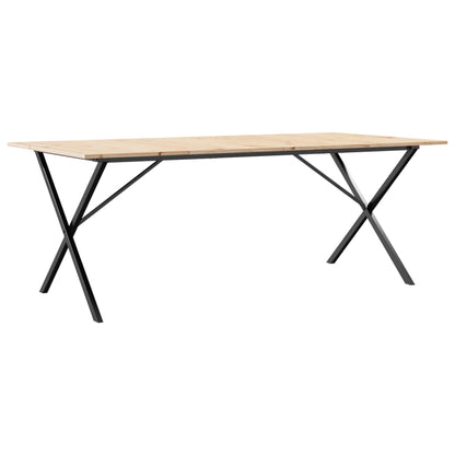 Mesa De Comedor Marco X Madera Maciza Pino Y Acero 200x100x75cm_4