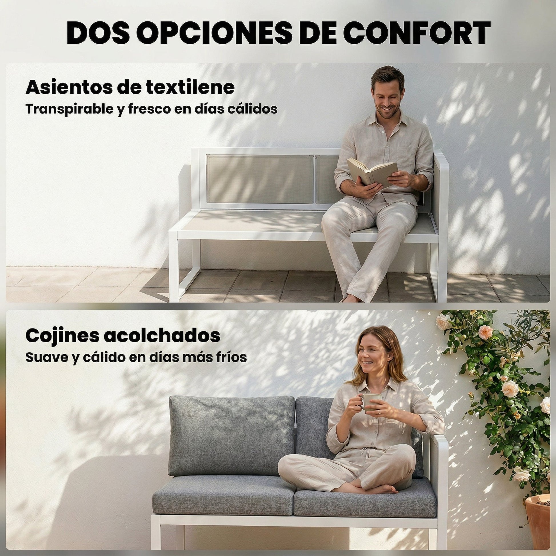 Outsunny Conjunto De Jardín Exterior De 4 Piezas En Forma De L Con Cojines Gris_5