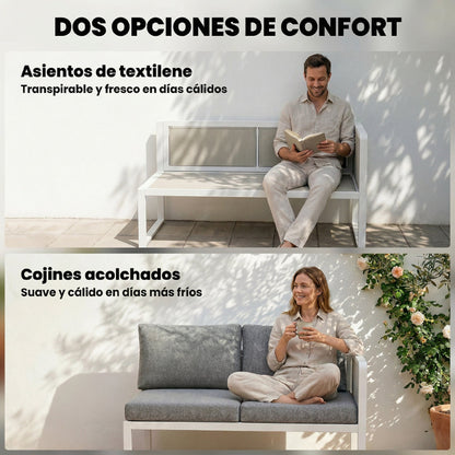 Outsunny Conjunto De Jardín Exterior De 4 Piezas En Forma De L Con Cojines Gris_5