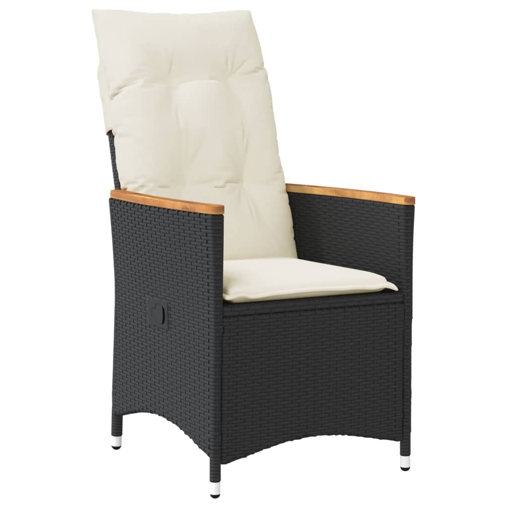 Set De Comedor De Jardín 9 Pzas Y Cojines Ratán Sintético Negro / Vetonek_1