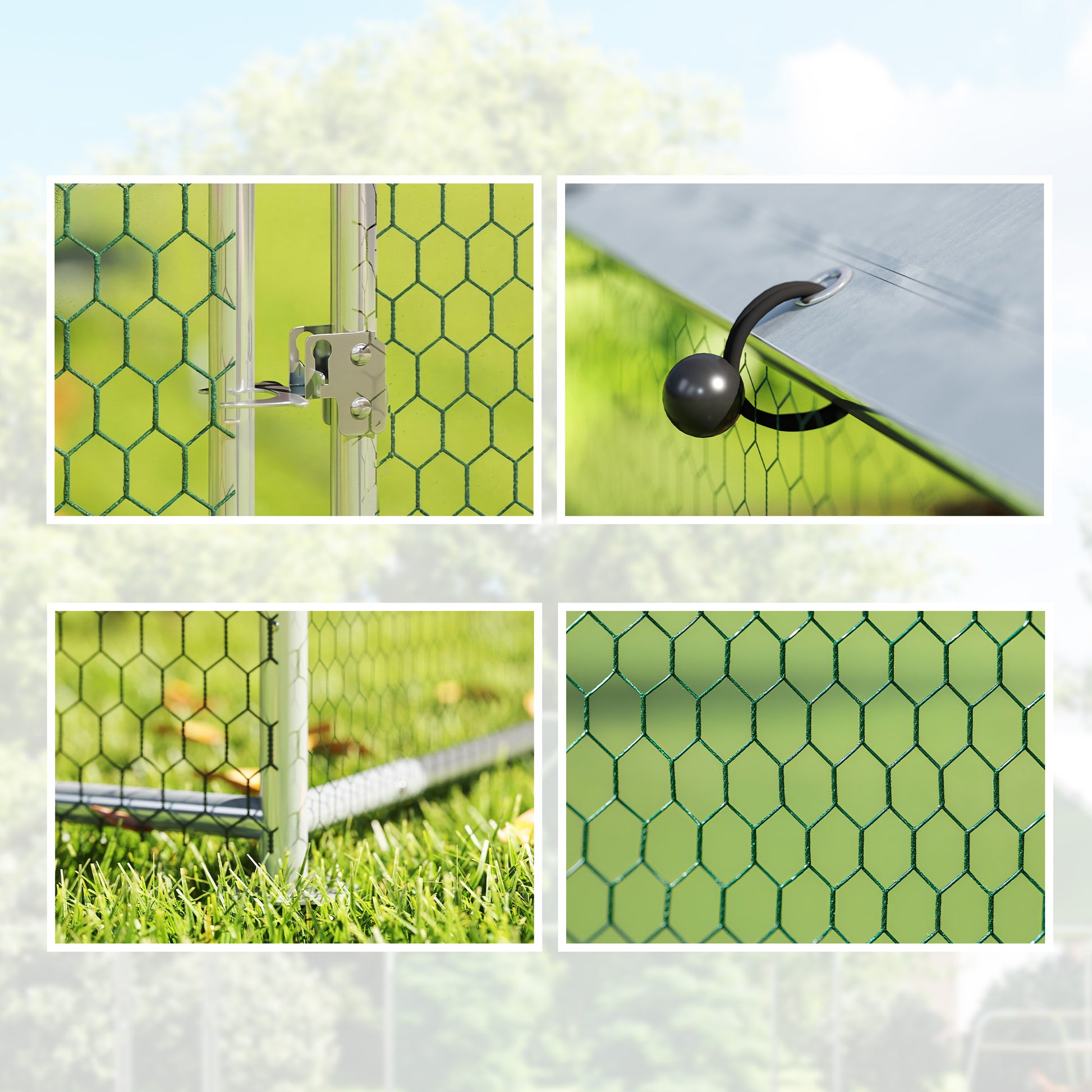 Pawhut Gallinero Para Exterior 2,8x1,7x1,9 M Para 5-8 Gallinas Plata_3
