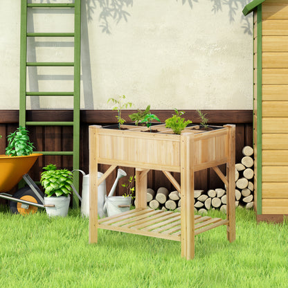 Outsunny Huerto Urbano De Madera Jardín 6 Compartimentos Estante 78,5x58x81 Cm_1