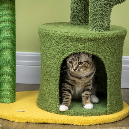 Pawhut Árbol Rascador Para Gatos En Forma De Cactus Altura 83 Cm Con Cama Caseta_4