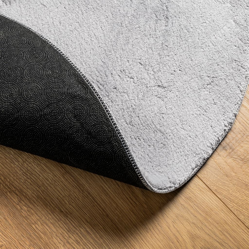 Vidaxl Alfombra De Pelo Corto Suave Lavable Huarte Gris Ø 80 Cm_4