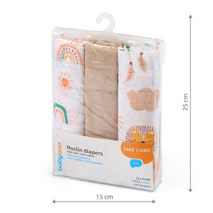 Pack 3 Muselinas Algodón 70x70 Cm Rainbow_3