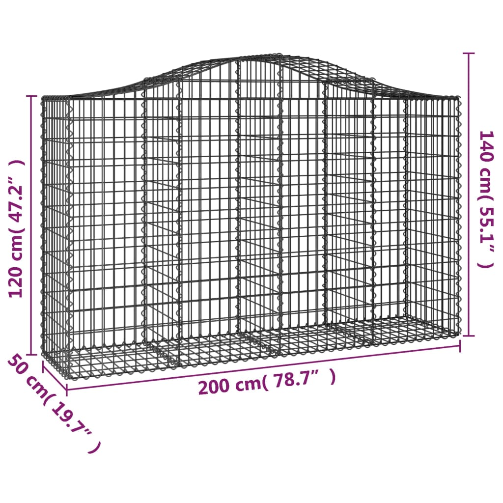 Cestas Gaviones 20 Uds Forma De Arco Hierro 200x50x120/140 Cm_5