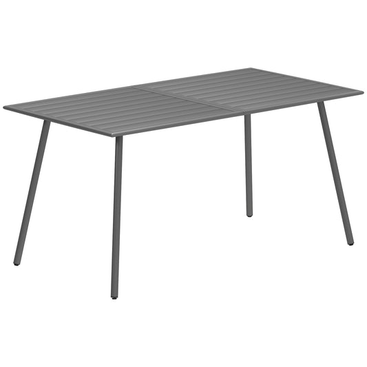 Outsunny Mesa Jardín Exterior Rectangular De Acero 150x80x74 Cm Gris Oscuro_0
