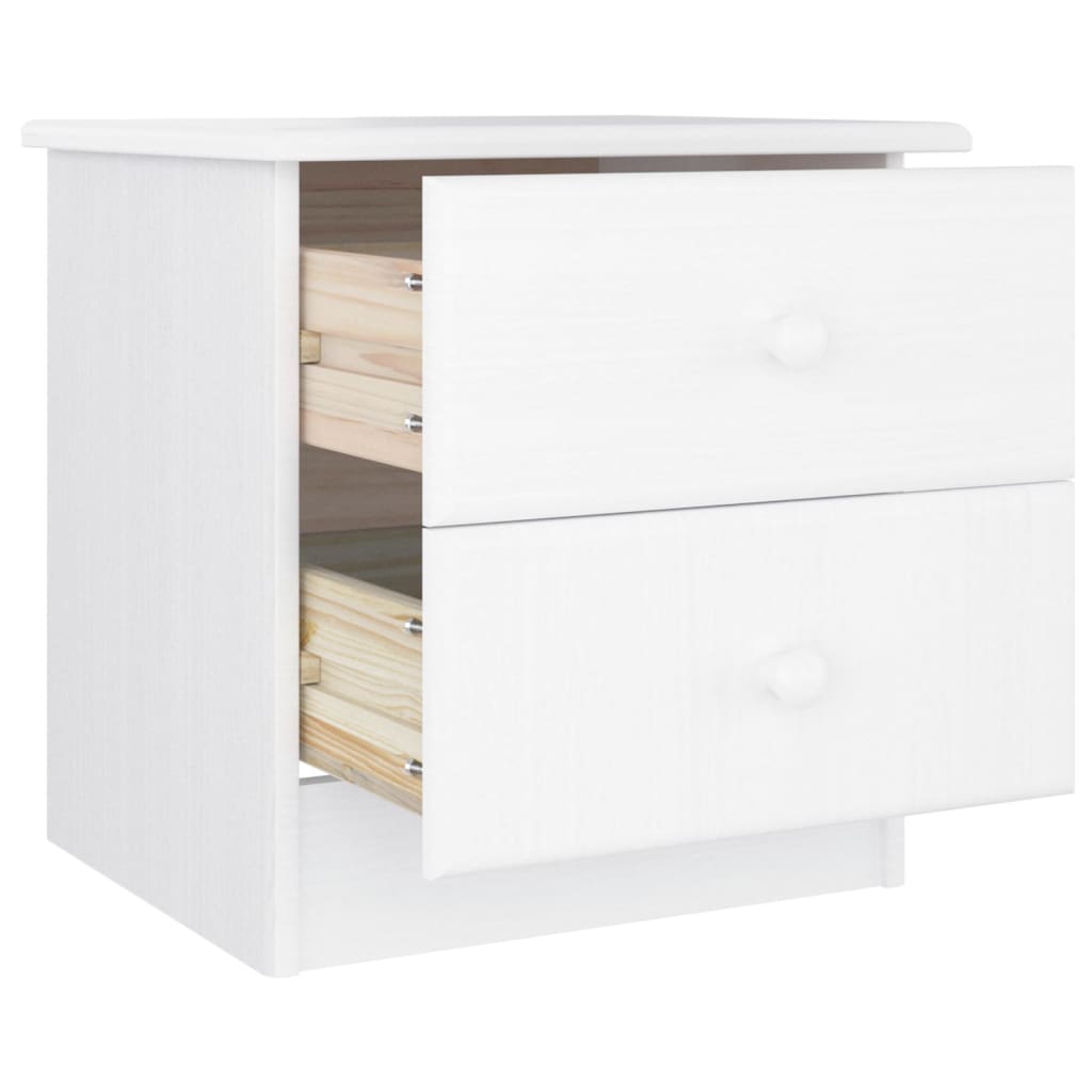Mesita De Noche Alta Madera Maciza De Pino Blanco 41x35x41 Cm_2