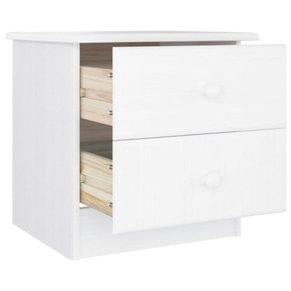 Mesita De Noche Alta Madera Maciza De Pino Blanco 41x35x41 Cm_2