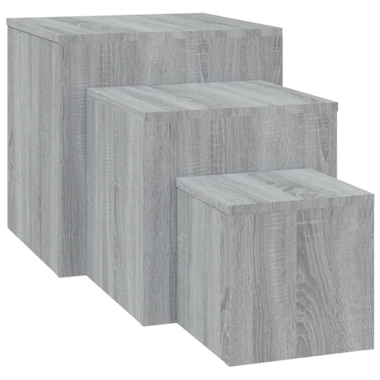 Mesitas Auxiliares 3 Piezas Madera Contrachapada Gris Sonoma_0