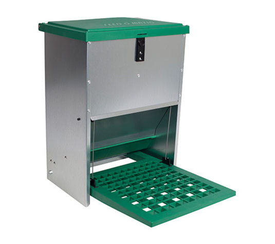 Tolva Para Gallinas Antipájaros - Tolva Exterior Self-service A Pedal - Capacidad 12 Kg - Incluye Guía De Alimentación_0
