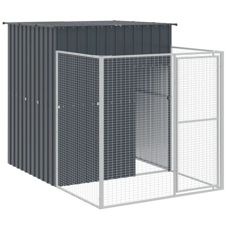 Vidaxl Caseta Perros Con Corral Acero Galvanizado Gris 165x1271x181 Cm_5
